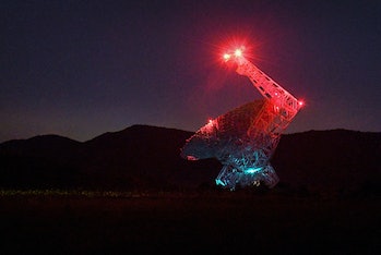 GREEN BANK, WV-JUNE 07: The Robert C. Byrd Green Bank Telescope as seen at night in Green Bank, West...